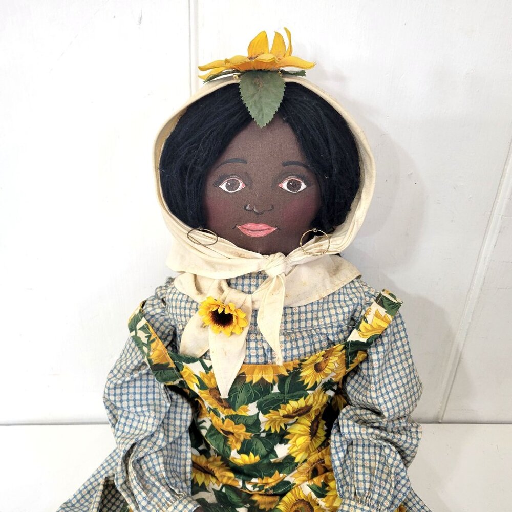 Extra Large Handmade Folk Doll Three Feet Tall With Sunflowers - Picture 2 of 6